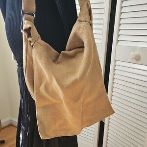 Tan Burlap Women's Messenger Bag
